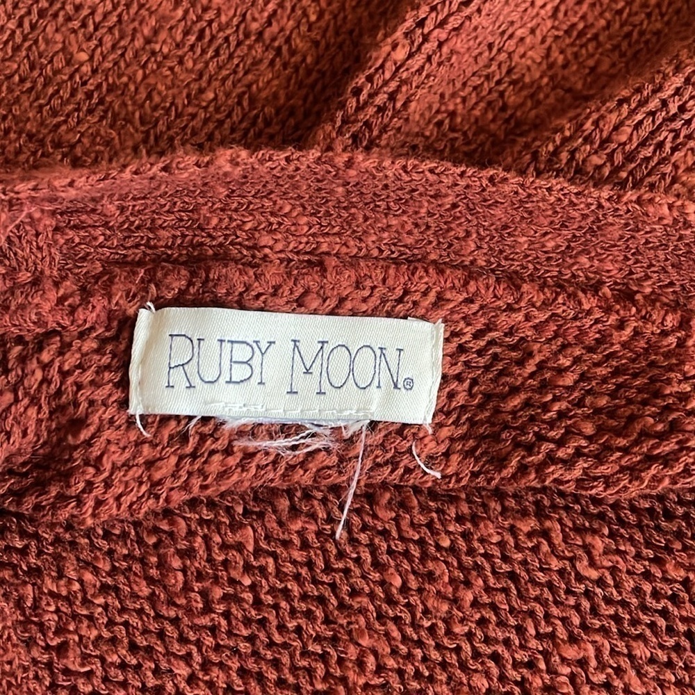 Ruby Moon Button Back Dolman Sleeve Sweater Cotton Boho Textured Rust Batwing - Picture 7 of 14